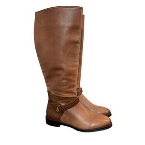 ANTONIO MELANI Brown Leather Zip Mid Calf Boots Womens Size 7.5
